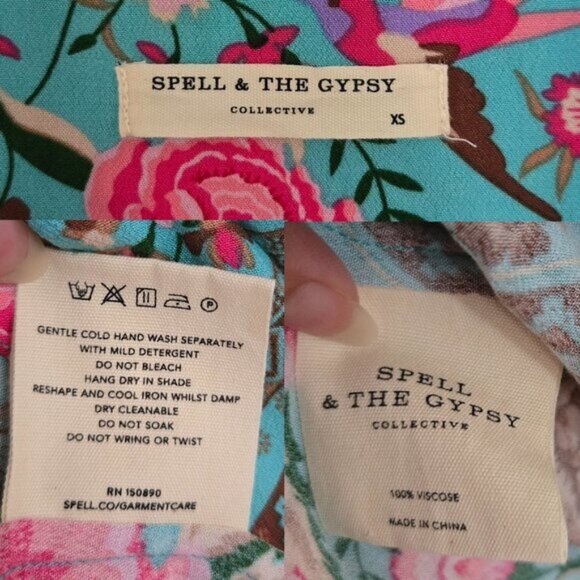 Spell Babushka Turquoise Blouse XS b129 2of3 - Picture 6 of 9